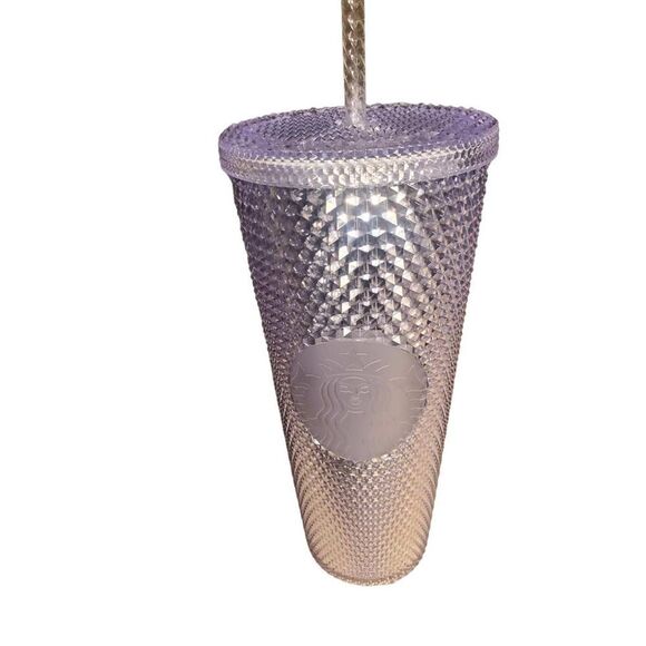 Starbucks 2019 Venti Bling Platinum Studded Cold Cup 24 oz Tumbler.  Great Holid - Picture 1 of 4